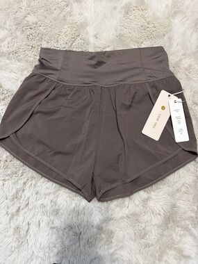 Love Tree Women's High-Waist Athletic Shorts in Taupe